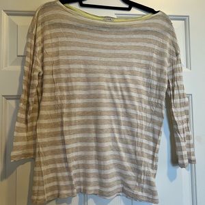 Jcrew. Oatmeal and white striped long sleeve tissue tee.